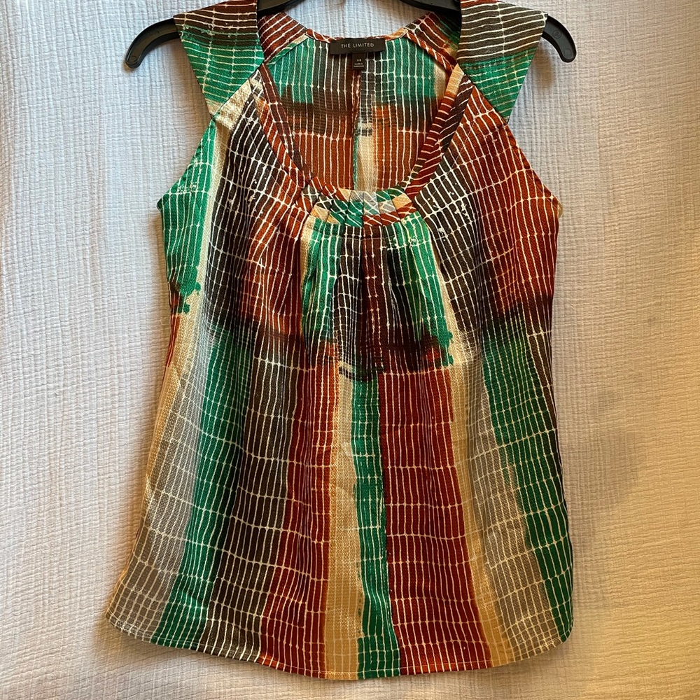 The Limited brown multicolor blouse cap sleeve